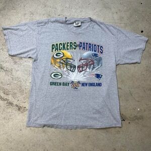Vintage 1997 Grey Lee Sport Super Bowl NFL Packers Patriots T-Shirt Size XL